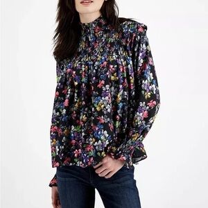 French Connection Multicolor Floral Smocked Alianna Blouse